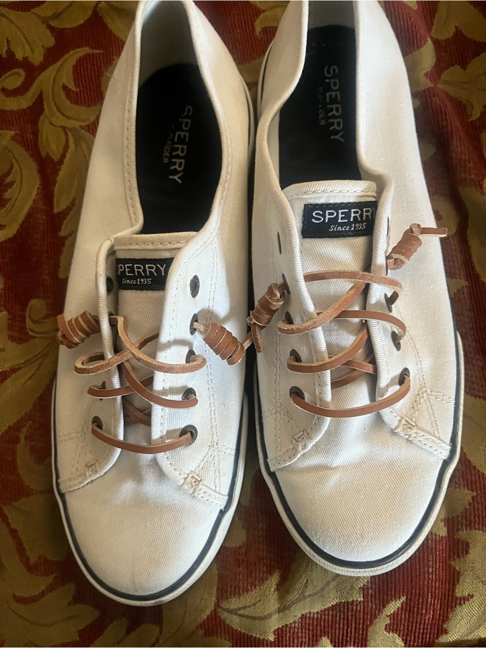 Roxy White Canvas Boat Shoes with Tan Laces